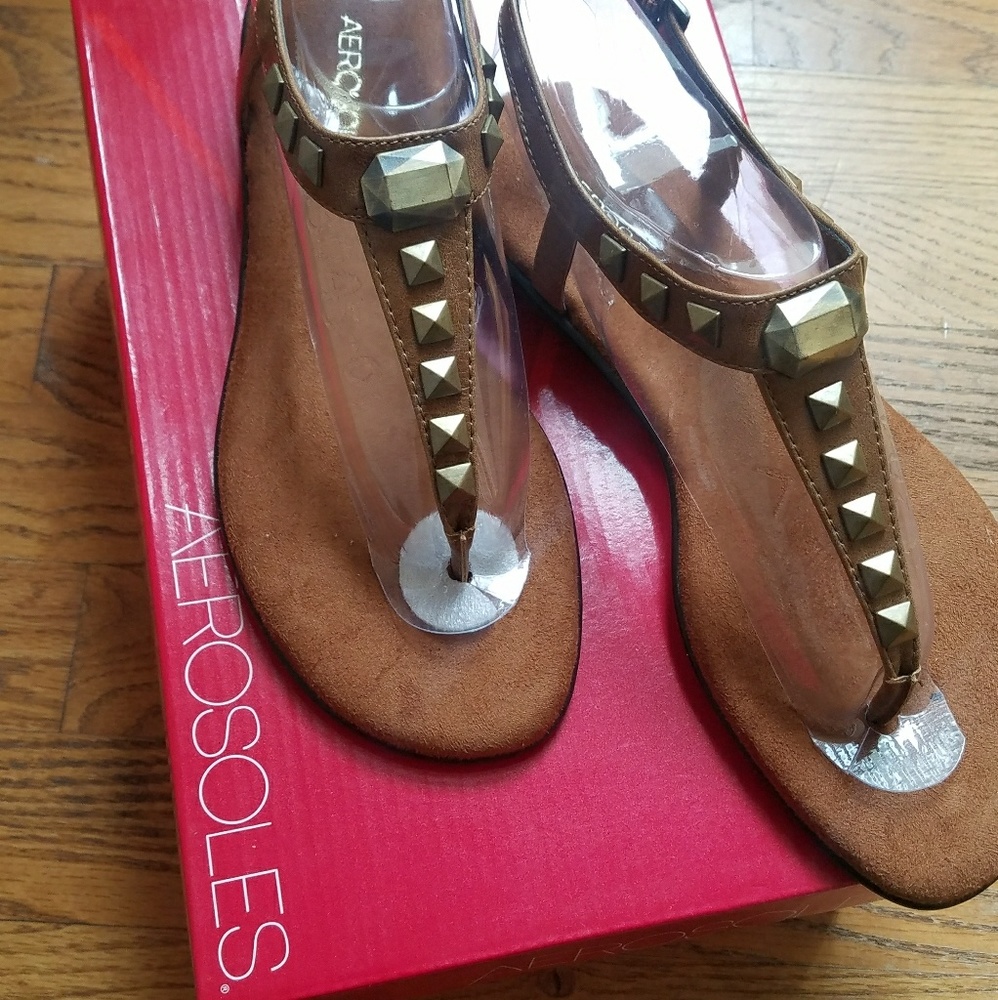 Chlose Together Dk Tan studded Aerosoles sandals